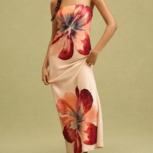 Fleur Strapless Satin Maxi Slip Dress